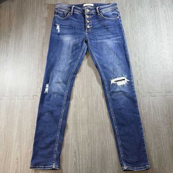 Kancan Skinny Distressed Button Fly Jeans Womens Size 11/29 - Picture 1 of 6